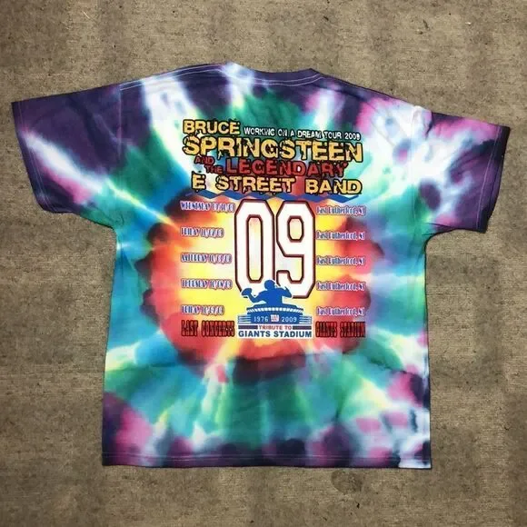 Bruce Springstein Vintage Tye-Die Working on a Dream Tour 2009 Tee2-sidedL